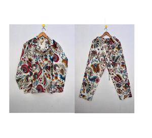 Conjunto de Pijama de Algodón Puro con Estampado Floral Personalizado para Mujer, de Secado Rápido, Cuello en V, Ropa de Dormir Cómoda, Transpirable y de Tela Suave - Product Image 1