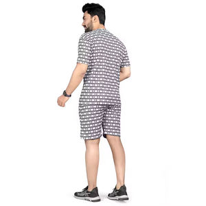 Ensemble de shorts d'été pour hommes, décontracté, en tissu éponge uni, 100% coton, séchage rapide, sportif, logo personnalisé, ensemble de 2 pièces, personnalisé - Product Image 4