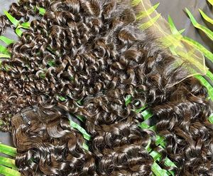 Extensiones de cabello humano sin procesar de templo indio crudo del 100 por ciento, paquetes de ondas profundas rizadas, máquina de trama doble, sin suministro de trenzado - Product Image 1