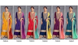 Dernier costume Salwar en soie de chinon lourd et Dupatta avec impression numérique broderie séquence miroir travail femme mode - Product Image 6