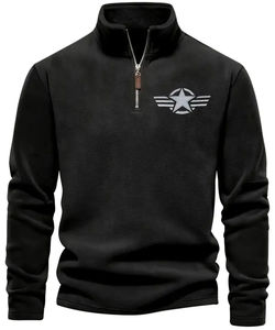 OEM Sweats à capuche et sweat-shirts pour hommes lourds à manches longues, col montant, coupe ajustée, vêtements d'hiver décontractés, teints en couleur unie - Product Image 1