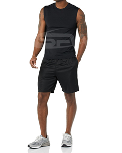 Camiseta sin mangas de poliéster negra para hombre, lisa, informal, ecológica, transpirable, de ajuste regular, para yoga y gimnasio. - Product Image 3