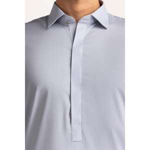 Costume d'affaires gris classique coupe ajustée à simple boutonnage avec fermeture à boutons, style SK-PSD24-012, ensemble pour le bureau - Product Image 1