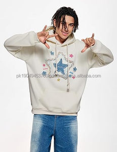 2025 conjuntos cremallera-Up estrella gráfico polar Sudadera con capucha Vintage Denim apliques bordado XL tamaño Oversize Heavyweight Pullover - Product Image 2