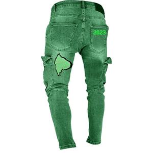 High Quality Custom Men's Slim Fit Skinny <b>Jeans</b> Casual Destroyed Distressed Washed Pants Wholesale Price - Product Image 2