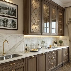 Contour d'armoire <span class=keywords><strong>de</strong></span> <span class=keywords><strong>cuisine</strong></span> en bois massif traité ignifuge <span class=keywords><strong>et</strong></span> résistant à la chaleur - Product Image 1