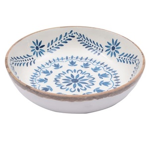 Set of 3 Decorative Wooden Serving Bowls New Design Enamel Printed Round Different Sizes on Sale! - Product Image 2