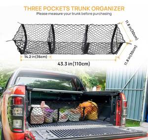 OEM/ODM <strong>Cargo</strong> <strong>Net</strong> Truck Bed Organizer Heavy Duty Tailgate Mesh for Pickup Truck Trunk Storage <strong>Net</strong> with 3 Pockets &amp; Metal Hooks - Product Image 5