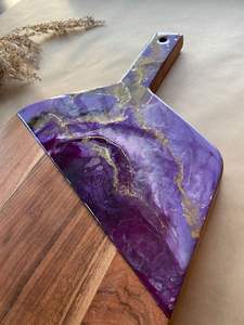 Planche à découper en bois d'acacia et de résine, motif à fromage élégante, planche à découper - Product Image 5