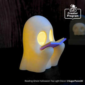 Decoración de Halloween con Luz de Té, Diseño de Fantasma Leyendo, para una Decoración Espeluznante del Hogar - Product Image 1