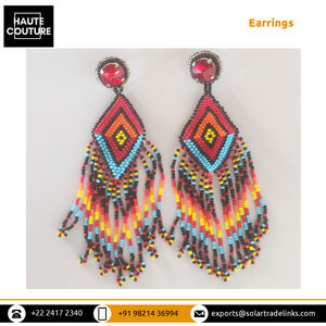 Pendientes Hechos a Mano con Cuentas para Mujer, Estilo Bohemio, Mexicano, Coloridos, Grandes, Largos, con Borlas y Cuentas de Semillas - Product Image 5
