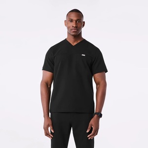Haut de gommage médical à col en V pour hommes-Uniforme d'hôpital, gommages d'allaitement, ensemble de gommages chirurgicaux avec panneaux en maille et quatre poches - Product Image 1