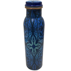 Botella de agua de cobre puro con diseño martillado, botella de agua decorativa grabada a mano - Product Image 3