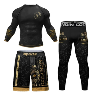 Premium <b>Compression</b> Rash Guard Set Unisex Athletic Gym Wear Breathable Quick Dry Long Sleeve <b>Shirt</b> Trousers UPF50+ Fitness - Product Image 1
