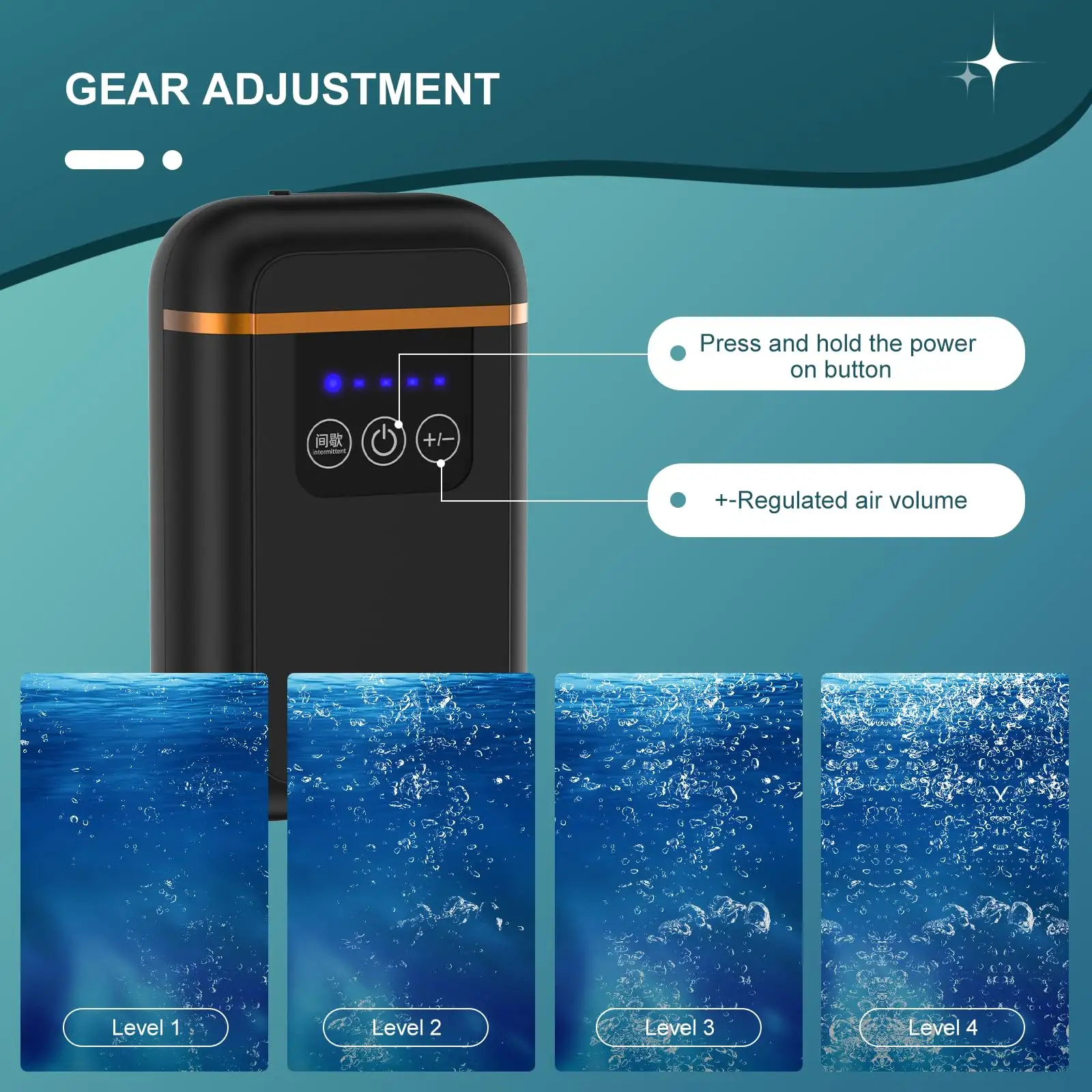 Bể cá pin Lithium bơm oxy có thể sạc lại USB Aquarium bơm oxy Phụ kiện bể cá điều chỉnh bơm oxy bể cá