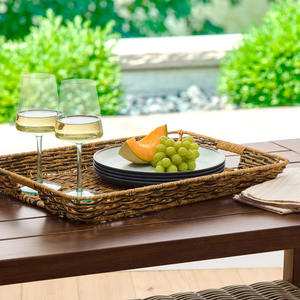 Bandeja de servicio de ratán tejido beige y negro-Bandeja decorativa rectangular para mesa de comedor | Tienphong Wholesale 2025 - Product Image 5