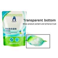 Sachet Doypack 36g 1.27oz 0.08lb 120 microns en PET/NY/PE imprimé en héliogravure, résistant à l'humidité, pour perles de lessive, bleu/vert/noir/blanc