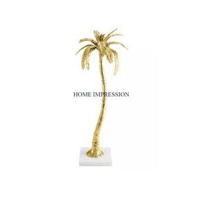 Candelabros de aluminio de Metal pulido dorado con forma de palmera con Base de mármol, portavelas de mesa auxiliar para decoración del hogar de gran tamaño - Product Image 1