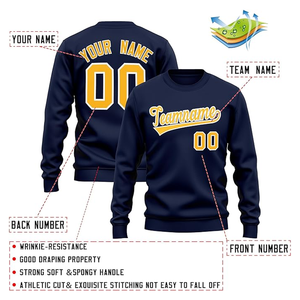 Custom Name Number Crew Neck <b>Sweatshirt</b> Men's <b>Navy</b> Blue 100% Cotton Pullover Regular Fit Autumn Casual Sport Jersey Style - Product Image 3