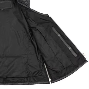 Gilet en cuir pour femme, col ouvert, style motard, couture unique, sans manches, style western, veste de moto, cruiser, street - Product Image 4