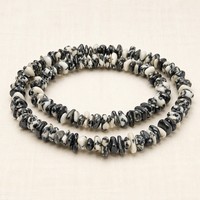 Collar de Piedra Jaspe Zebra Natural con Cadena de Plata 925, Estilo Boho con Cuentas de Cristal, 80cm, Bañado en Rodio, Venta al Por Mayor para Mujeres