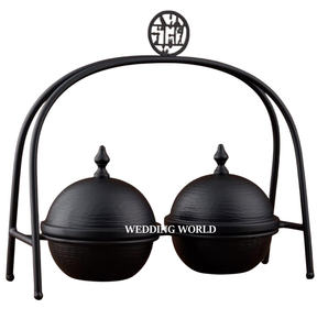 Tazón de Chocolate de Metal con Recubrimiento de Polvo Negro, Soporte Decorativo para Dulces Árabe Hecho a Mano de Calidad Superior - Product Image 1