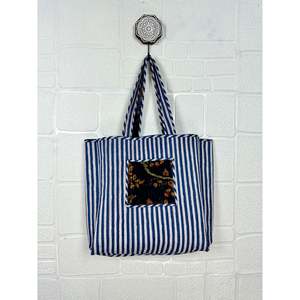 Bolsa de Mano Grande Reversible Acolchada de Terciopelo y Algodón, Estilo Boho, Ecológica, Resistente, para Compras, Playa y Fines de Semana, Color Ocre - Product Image 5