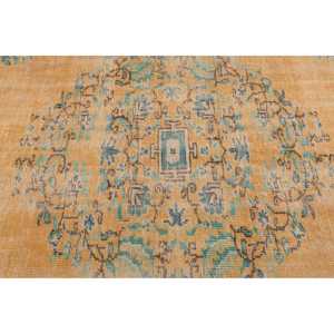 5.7x9.1 ft Large Vintage Rug, <b>Yellow</b> Solid Turkish Rug - Product Image 5