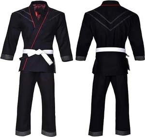 Conjuntos de uniformes de Jiu Jitsu negros de la mejor calidad profesional Material de algodón 100% transpirable frontal para práctica de artes marciales Gi - Product Image 1