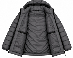 Chaqueta acolchada con capucha para hombre, abrigo grueso a prueba de viento con cremallera, cálido para invierno, informal, de color sólido - Product Image 4