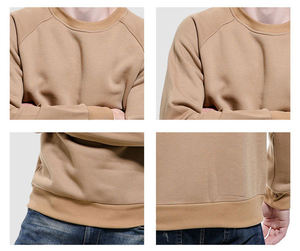 Vente en gros de sweat-shirts à col rond 100% coton, vêtements décontractés d'hiver pour hommes, couleur unie, style vintage, style streetwear, lavage à la pierre - Product Image 3