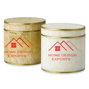 Recipiente Decorativo Redondo de Mármol Italiano Negro con Tapa de Madera para Almacenar Alimentos y Especias - Product Image 4