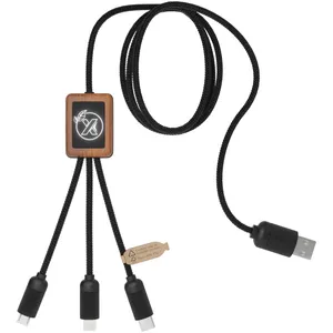Custom 3-in-1 <b>Cable</b> C29 Bamboo <b>USB</b> Gadget for Promotions - Product Image 1