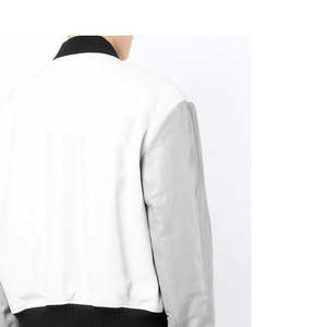 OEM personalizado más tamaño de la Universidad de los hombres chaqueta de béisbol de moda de cuero mangas Letterman bombardero con lona blanca ropa de los hombres - Product Image 5