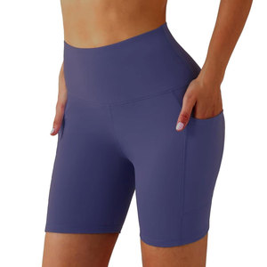 Pantalones cortos de Yoga de secado rápido de cintura alta de marca personalizada para mujeres Patrón sólido para Fitness Pilates-Servicio OEM/ODM disponible - Product Image 1