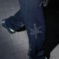 Street Hip Hop Style Men's Loose Zipper up Shining Stars Pattern Chándales Venta al por mayor Primavera Otoño Casual Sudadera con capucha y pantalones conjunto