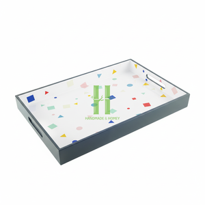 Bandejas de Acrílico Rectangulares Blancas para Pastelería, Macarrones y Alimentos, Bandeja de Servicio de Acrílico con Asas, Venta al Por Mayor del Fabricante - Product Image 6