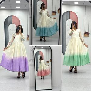 Robe élégante en coton doux brodé pour femme avec doublure intérieure en micro coton pour un travail complexe pour un usage quotidien et occasionnel - Product Image 2