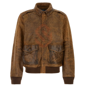 Blouson aviateur en cuir des années 90 pour hommes véritable peau de buffle Vintage Blouson aviateur en cuir de grande taille pour le collège - Product Image 1