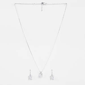 Parure de bijoux de mariée carrée solitaire en argent plaqué or 14 carats Russo avec zircon et perle, superposée d'or, pour mariages, fêtes et fiançailles - Product Image 4