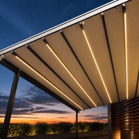 Pergola motorisée rétractable et pliable en aluminium, auvent imperméable avec éclairage LED pour patio, jardin, balcon, terrasse, villa, cour