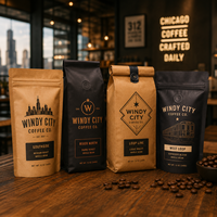 AT PACK USA en Stock, Paquete de 10 Bolsas para Granos de Café de 8oz/12oz/16oz, Personalizables, con Válvula de Desgasificación, Material MOPP/VMPET/PE, Muestras Gratis