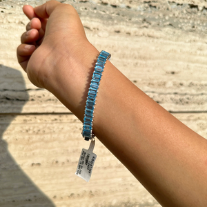 ชุดกำไลเทนนิสเงินแท้ 925 คุณภาพสูง ดีไซน์ทันสมัย ประดับด้วยบลูโทแพซทรงบาแก็ตต์ สายโซ่แบบละเอียด ขายดี เป็นของขวัญ - Product Image 6