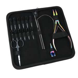 Kit de Estilismo para Extensiones de Cabello, Pinzas de Seccionamiento, Anillo Separador de Dedos, Gancho Enhebrador, Alicates de Crimpado Planos Arcoíris, Tijeras - Product Image 1