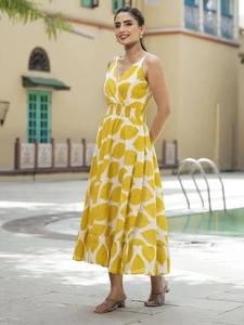 Robe bohème indienne en coton imprimé à la main tenue décontractée d'été à fleurs avec touche faite à la main cadeau parfait pour elle - Product Image 4