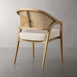 Chaise en rotin minimaliste avec coussin en tissu - Product Image 4