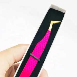 Pince à cils pointue en acier inoxydable de haute qualité rose vif Logo personnalisé Fibre Extension de Volume antimagnétique Design japonais - Product Image 3