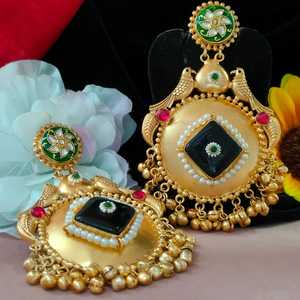 Apala polish และ Moissanite chandbalis กับ kundan หินหรูหราเสน่ห์โบราณที่มีน้ำหนักเบาสง่างามรูปพระจันทร์เสี้ยวออกแบบ - Product Image 2