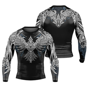 Vente en gros de chemises de compression à manches longues pour hommes, respirantes, extensibles dans les 4 sens, couture union, coupe musculaire, haut de musculation - Product Image 4
