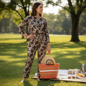 Sac fourre-tout en jute naturelle tissé à la main avec des poignées en bois, écologique, fait à la main, pour femmes, plage, shopping, pique-nique et rangement - Product Image 3